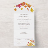 Rustikale Aquarell-Herbstblätter Herbsthochzeit All In One Einladung (Innen)