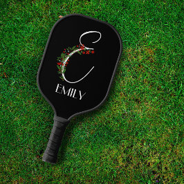 Rustikale Aquarell-Monogramm E Mama Pickleball Schläger