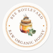Rustikale Aquarell Queen Bee Honey Jar Beekeeper Runder Aufkleber (Vorderseite)