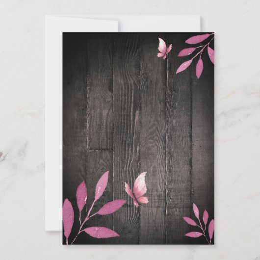 Rustikale Aquarell-Schmetterlingsdusche Einladung (Rückseite)