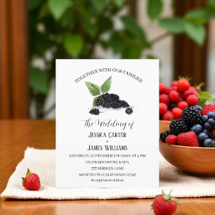 Rustikale Aquarell-Schwarze-Beeren-Hochzeitseinlad