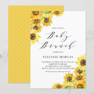 Rustikale Aquarell-Sonnenblumen-Baby-Shower-Brunch Einladung