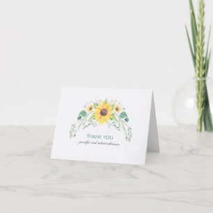 Rustikale Aquarell-Sonnenblumen-Hochzeit Danke