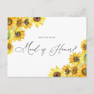 Rustikale Aquarell-Sonnenblumen Sei Meine Ehrenjun Postkarte