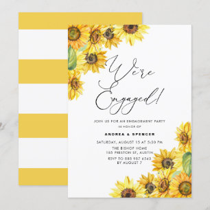 Rustikale Aquarell-Sonnenblumen-Verlobungsparty Einladung