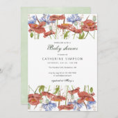 Rustikale Aquarell-Wildblumen Babydusche Einladung (Vorne/Hinten)