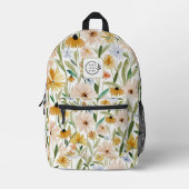 Rustikale Aquarell-Wilde Blume Logo für Unternehme Bedruckter Rucksack (Vorderseite)