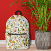 Rustikale Aquarell-Wilde Blume Logo für Unternehme Bedruckter Rucksack