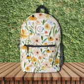 Rustikale Aquarell-Wilde Blume Logo für Unternehme Bedruckter Rucksack