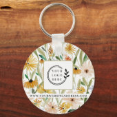 Rustikale Aquarell-Wilde Blume Logo für Unternehme Schlüsselanhänger (Rückseite)