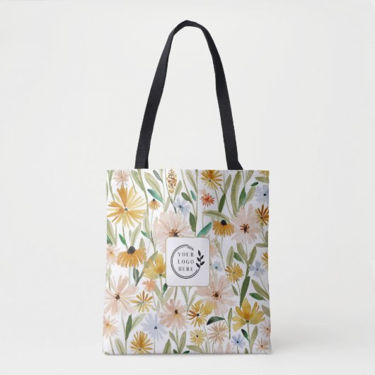 Rustikale Aquarell-Wilde Blume Logo für Unternehme Tasche (Vorderseite)
