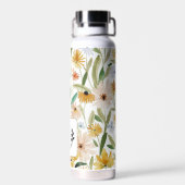 Rustikale Aquarell-Wilde Blume Logo für Unternehme Trinkflasche (Rückseite)