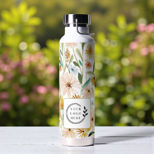 Rustikale Aquarell-Wilde Blume Logo für Unternehme Trinkflasche