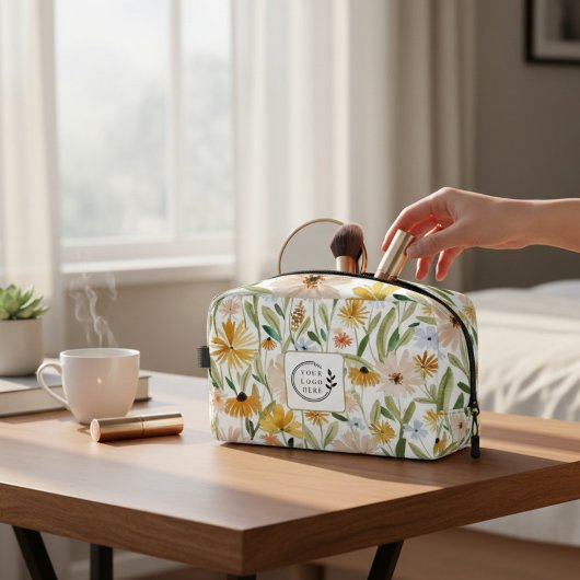 Rustikale Aquarell-Wilde Blume Logo für Unternehme Waschbeutel