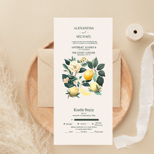 Rustikale Aquarell-Zitrus-Hochzeit - Alles in eine All In One Einladung