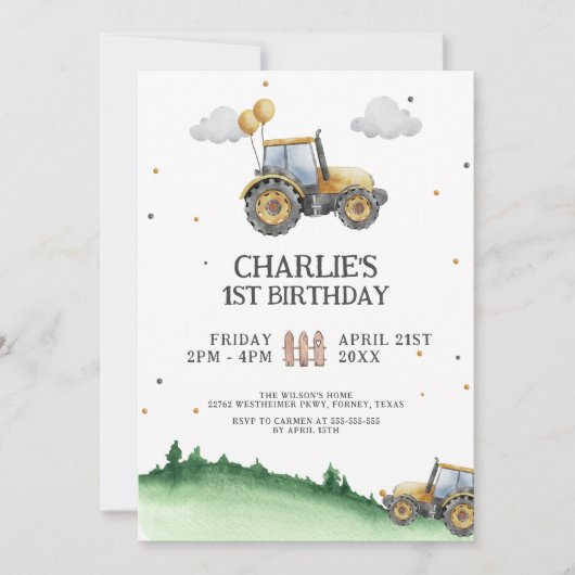 Rustikale Aquarellbahn Geburtstagsparty Einladung (Vorderseite)