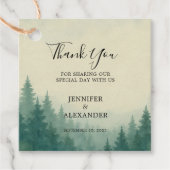 Rustikale Aquarellbäume Hochzeit Wald Danke Geschenkanhänger (Vorderseite)