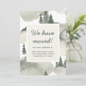 Rustikale Aquarellbäume Neue Adresse Ankündigung (Stehend Vorderseite)