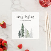 Rustikale Aquarellbaumen Skript Frohe Weihnachten Serviette (Beispiel)