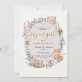 Rustikale Aquarellbilder bei Waldtieren Einladung (Vorderseite)