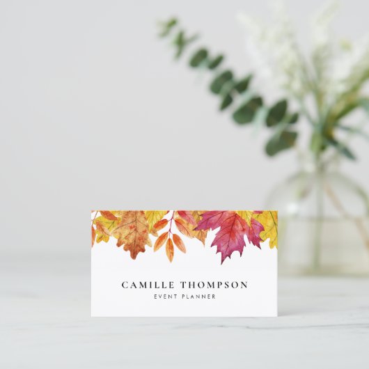 Rustikale Aquarellbilder - Blätter Herbst Visitenkarte (Stehend Vorderseite)