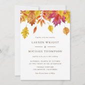 Rustikale Aquarellbilder - Blätter Herbsthochzeit Einladung (Vorderseite)