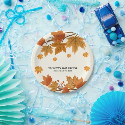 Rustikale Aquarellbilder Fallende Blätter Herbstwo Pappteller (Party)