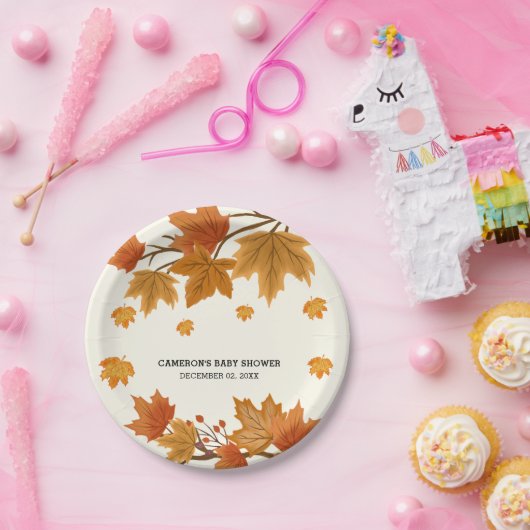 Rustikale Aquarellbilder Fallende Blätter Herbstwo Pappteller (Party)