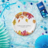 Rustikale Aquarellbilder Fallende Blätter Herbstwo Pappteller (Party)