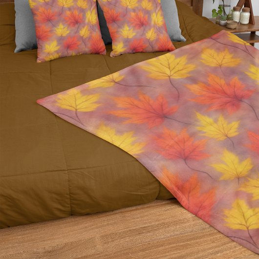 Rustikale Aquarellbilder - Herbstblätter Sherpadecke