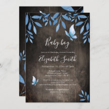 Rustikale Aquarellblauer Schmetterling Blumenbabyd