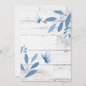Rustikale Aquarellblauer Schmetterling Blumenbabyd Einladung (Rückseite)
