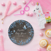 Rustikale Aquarellblauer Schmetterling Blumenbabyd Pappteller (Party)