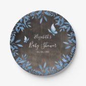 Rustikale Aquarellblauer Schmetterling Blumenbabyd Pappteller (Vorderseite)