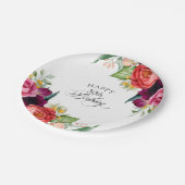 Rustikale Aquarellblume 50. Geburtstagsparty Pappteller (Schrägansicht)