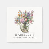 Rustikale Aquarellblume 70. Geburtstag Serviette (Vorderseite)