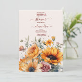 Rustikale Aquarellblume Bridal Einladung (Stehend Vorderseite)