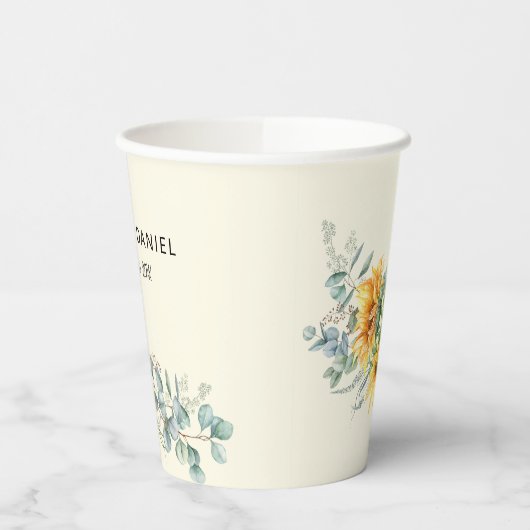 Rustikale Aquarellblume Eukalyptus Grüne Pappbecher (Links)