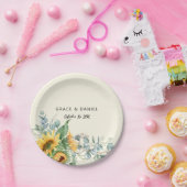 Rustikale Aquarellblume Eukalyptus Grüne Pappteller (Party)