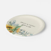 Rustikale Aquarellblume Eukalyptus Grüne Pappteller (Schrägansicht)