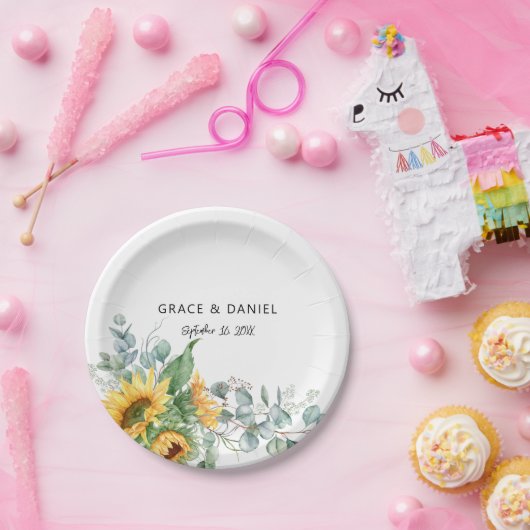 Rustikale Aquarellblume Eukalyptus Grüne Pappteller (Party)