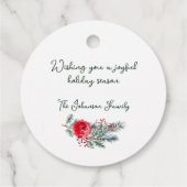 Rustikale Aquarellblume Frohe Weihnachten Geschenkanhänger (Rückseite)