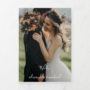 Rustikale Aquarellblume Hochzeit im Herbst Dreifach Gefaltete Einladung