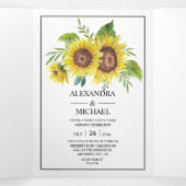 Rustikale Aquarellblume Hochzeit im Herbst Tri-Fal Dreifach Gefaltete Einladung (Innenseite Mitte)