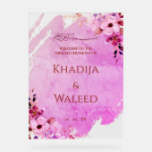 Rustikale Aquarellblume Moslem Nikah Begrüßungszei Acrylschild (Vorderseite)