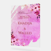 Rustikale Aquarellblume Moslem Nikah Begrüßungszei Acrylschild (Winkel)