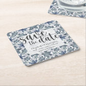 Rustikale Aquarellblume Save the Date Rechteckiger Pappuntersetzer (angewinkelt)