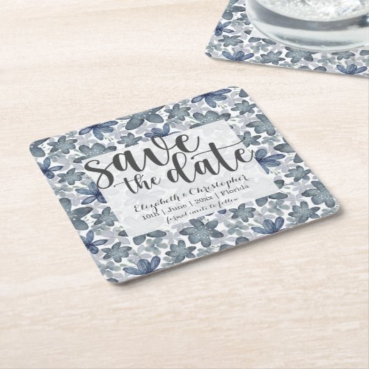 Rustikale Aquarellblume Save the Date Rechteckiger Pappuntersetzer (angewinkelt)