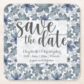 Rustikale Aquarellblume Save the Date Rechteckiger Pappuntersetzer (Vorderseite)