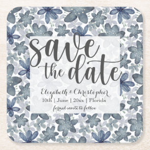 Rustikale Aquarellblume Save the Date Rechteckiger Pappuntersetzer